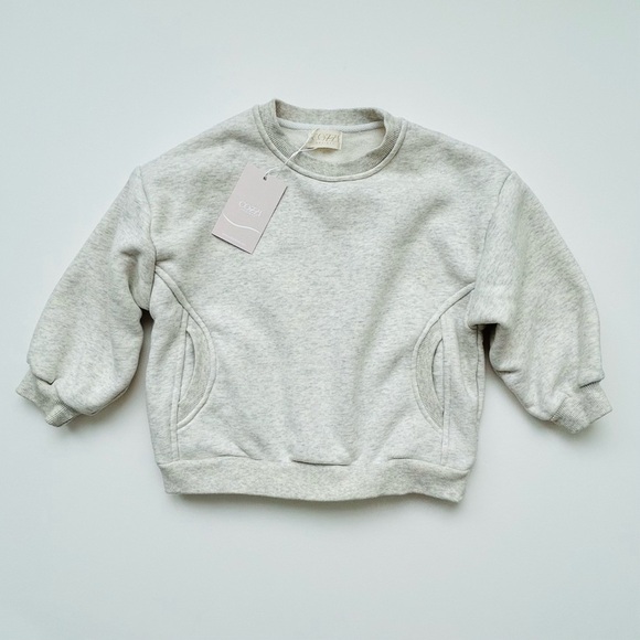 Kids grey fleece crewneck sweater - Picture 1 of 4